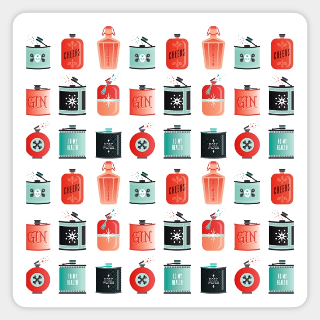 flasks red turquoise Sticker by CatCoq